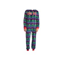 Pantaloni Uomo Kiss Me Vistletoe Natale Minky Fleece Union Sleeper Pj’s Drop Taglia XL