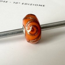 Authentic Trollbeads Ooak Unique Glitter Orange Ornament Raro