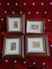 4 litografie mini quadri foglia dorata da collezione