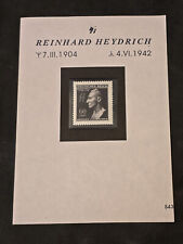 REINHARD HEYDRICH MASCHERA DELLA MORTE francobollo nazista tedesco Terzo Reich MNH con cartoncino