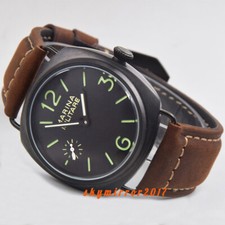 Orologio PVD lucido 45 mm quadrante nero Asia carica manuale 6497 marchi verde militare P9