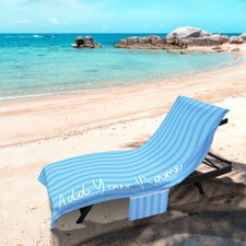 Personalizzato Blu Righe - Lunghezza Intera Lettino Solare Asciugamano con
