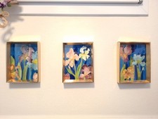 Trittico - quadri dipinti ad acquerello - moderno - floreale