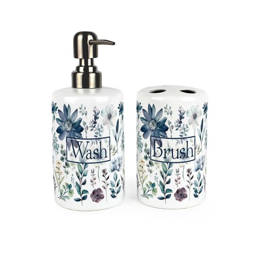 Set bagno fiori blu - ,