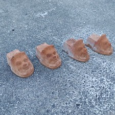 4 Vecchi originali Piedi Piedini testa Leone in terracotta per vaso rialzo antic