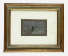 GINO ROMITI (Livorno 1881-1967) QUADRO DIPINTO OLIO SU CARTA PAESAGGIO INNEVATO