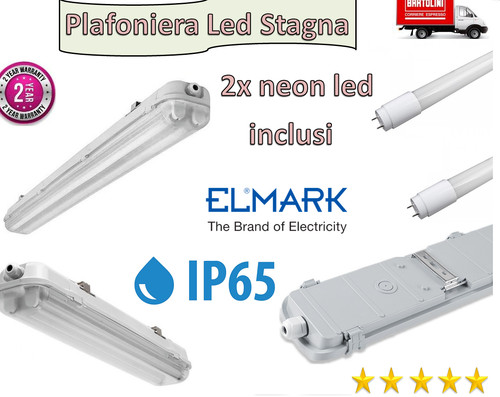 Plafoniera stagna ip65 2x18w - plafoniera,