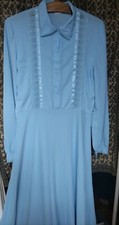 Camicia da notte donna manica lunga tg 42/44 Mod. lungo elegante crêpe azzurro 