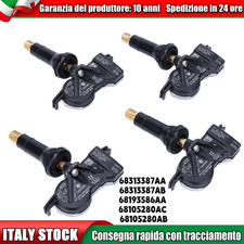 4 x SENSORI TPMS PER JEEP RENEGADE COMPASS PRESSIONE PNEUMATICI 68313387AA