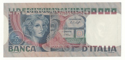 50000 lire volto donna - di,