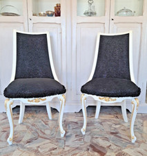 Coppia Poltrone Sedia A Gondola Shabby Camera Scrivania Eleganti Panna Oro Nero