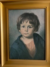 quadro dipinto su tela di bambino che piange, inizi '900 