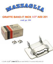 GRAFFE PER NASTRI BAND-IT 1/2" PEZZI 100 TIPO STANDARD IN ACCIAIO INOX AISI 201