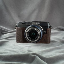 Custodia per fotocamera in vera pelle fatta a mano per Olympus E-P5 EP5 marrone scuro