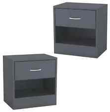 Set di 2 comodino mobili in legno mobile cassetto singolo con ripostiglio grigio