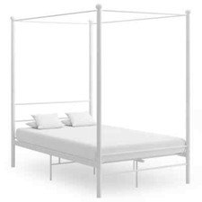 vidaXL Letto a Baldacchino Bianco in Metallo 140x200 cm