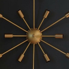 12 Luce Antico Metà Secolo Stile Montaggio a Filo Lampadario Fatto Da Ottone