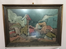 Quadro olio su tela "Paesaggio di montagna" pittore Livio Pezzato 1967