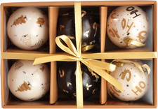 - Set 6 Sfere Decoupage Ornamentali Ho Ho Ho (Ø7,5Cm) Con Nastro in Tessuto per 