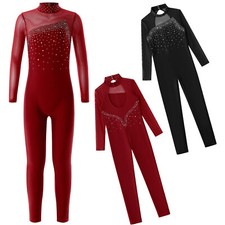 Body tutina pattinaggio intera bambina pezzo unico danza unitard manica lunga 