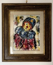 Sergio Bizzarri-Quadro originale- “Pagliaccio”- Firmato con dedica e cornice 96’