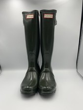 NUOVI stivali Hunter donna 7 stivali da pioggia alti lucidi originali oliva scuro