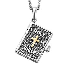 Collare con colgante de libro de la Santa Biblia, collare cristiano religioso