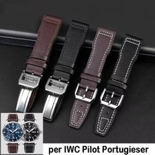 Cinturino orologio pelle 20mm 21mm 22mm per IWC Pilot Portugieser Portofino nero