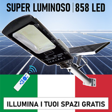 Lampione Stradale 858 Led 1000W con Pannello Solare Faro Super Luminoso Faretto+