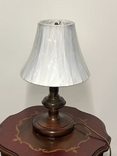 Antik Holz-Messing-Stoffschirm  Tischlampe 1 Flammig 50 cm Hoch