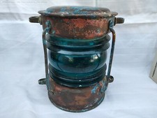 Antica  Lanterna lampada in rame   recupero  Navale luce di via verde
