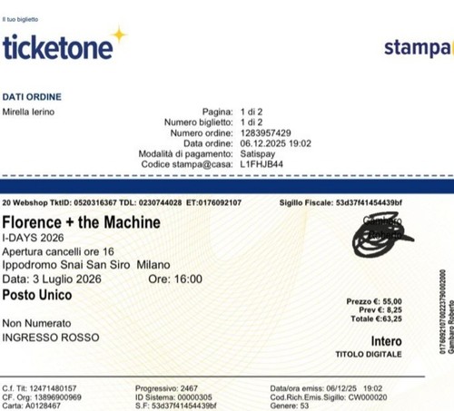 Biglietti concerto florence - concerto,