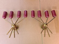 Coppia Di Applique lampade da parete Anni 60 Vintage 4 luci