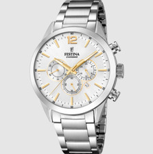 Orologio Festina Uomo Acciaio Cinturino e Quadrante Argentato Crono _F20343-1