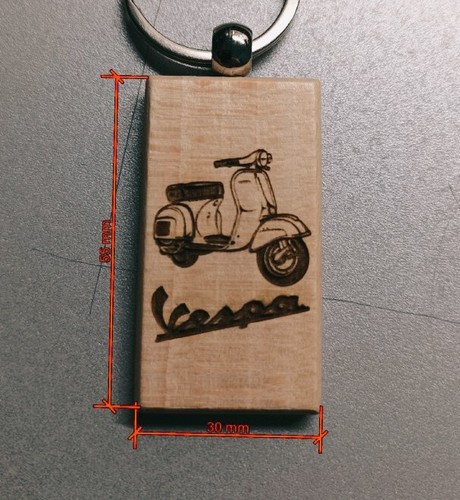 Portachiavi legno incisione - in,