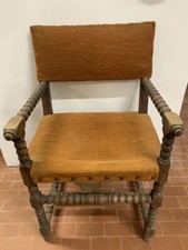 Antica poltrona a rocchetto Piemontese in noce epoca XVIII Secolo