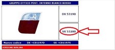 FANALE POSTERIORE INTERNO SX BIANCO ROSSO S/PORTALAMPADA BMW S.3 E46 BN 01-04