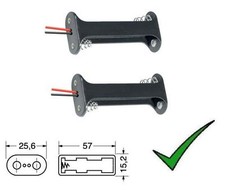 2pz Contenitore per Pile Portapile Batterie Porta Pile 2 STILO con Fili
