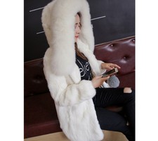 REAL RABBIT FUR COAT*FOX HOOD