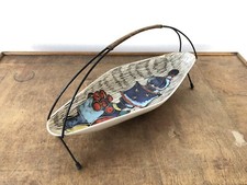 Vintage cestino centrotavola Ceramica Design Anni 50 Manico In Ferro