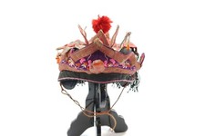 Antico cappello cinese ricamato con nappe rosse e finale fatto a mano TAGLIA BAMBINO