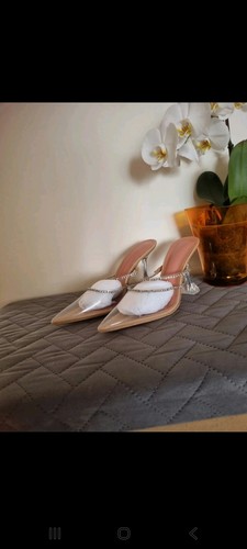 Transparent heels with crystal - transparent,