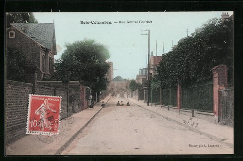 Cpa bois colombes rue amiral - rue,