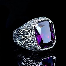 Anello uomo ametista argento