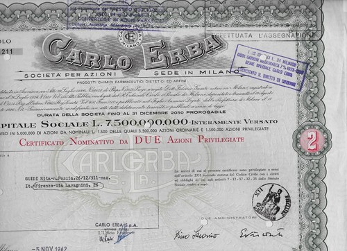1962 carlo erba azione - ,