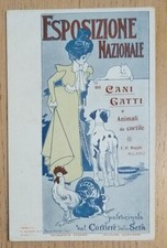 Cartolina pubblicitaria MILANO ESPOSIZIONE NAZIONALE CANI GATTI CORRIERE DELLA S