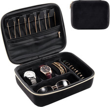 Portagioie Uomo Da Viaggio, Porta Orologi 3 Slots, Porta Collane Anelli Orologi 