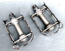 Pedali stradali vintage fine anni 50 CAMPAGNOLO RECORD acciaio 9/16 ARGENTO