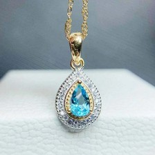 Ciondolo aureola topazio blu