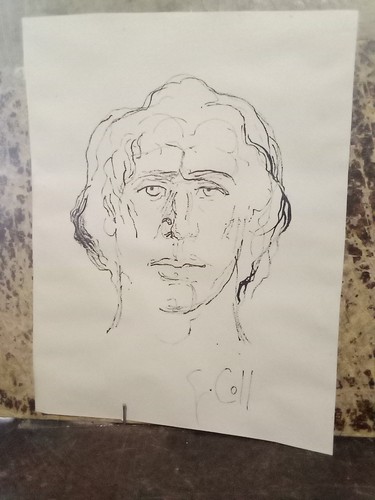 Antico disegno volto giovane - disegno,